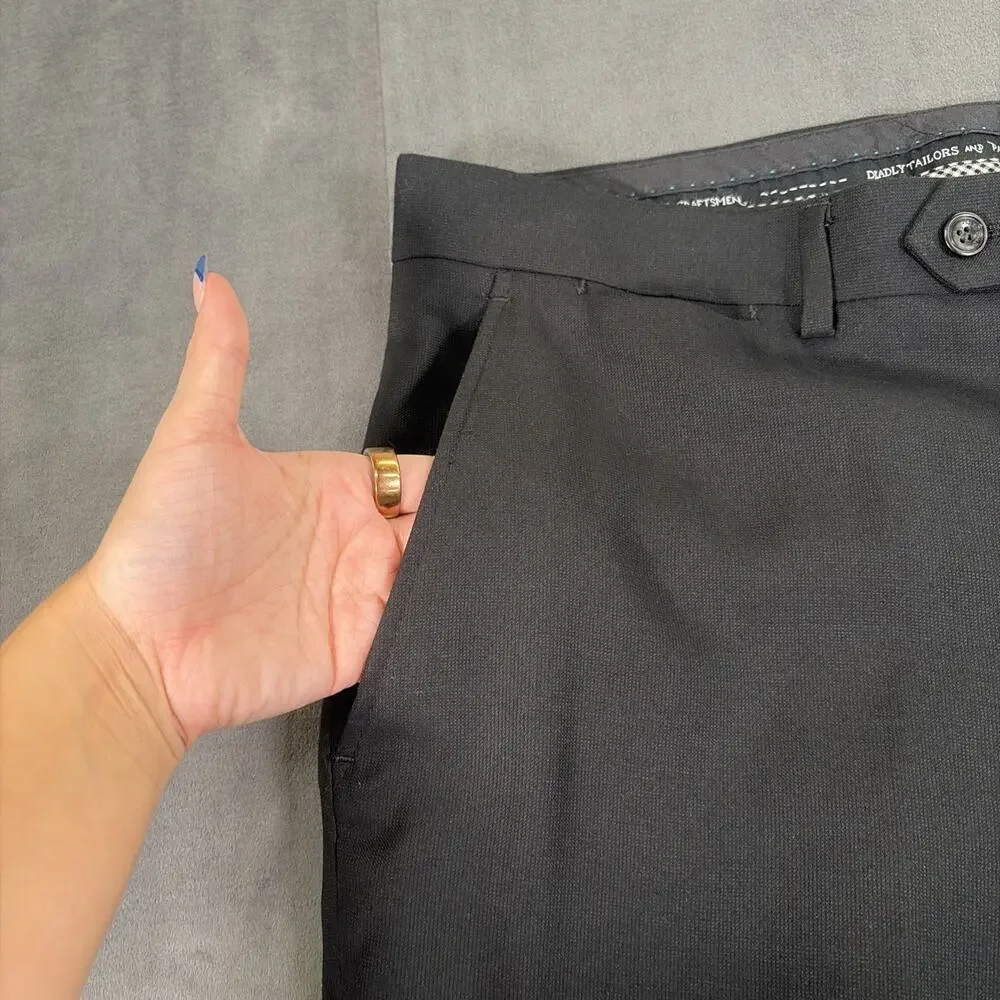 Marc Ecko Suit Black Rayon Polyester Jacket Sport Coat Pants 44R 38Wx29 Chrty